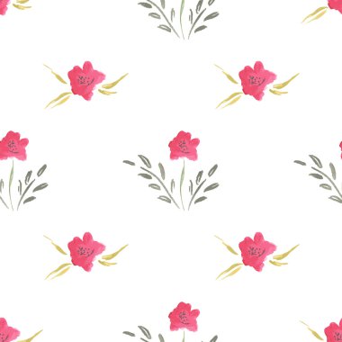 Seamless Watercolor Pattern of Flowers