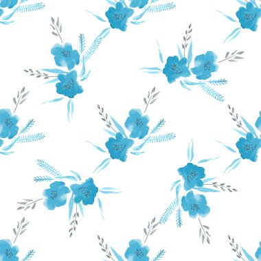 Seamless Watercolor Pattern of Flowers