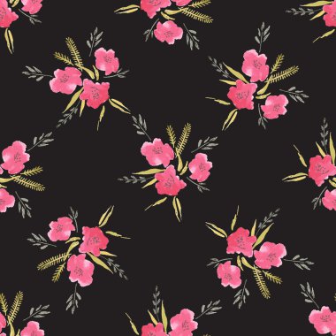 Seamless Watercolor Pattern of Flowers