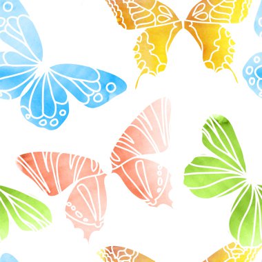 Sorunsuz suluboya kelebek deseni