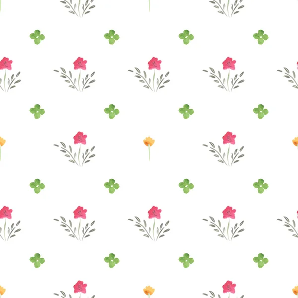 Seamless Watercolor Pattern of Flowers — Stock Vector