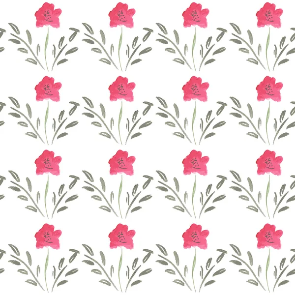 Seamless Watercolor Pattern of Flowers — Stock Vector