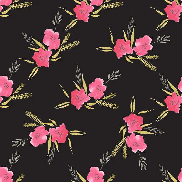 Seamless Watercolor Pattern of Flowers — Διανυσματικό Αρχείο