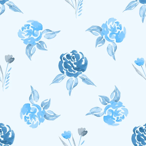 Seamless Watercolor Pattern of Flowers — Διανυσματικό Αρχείο