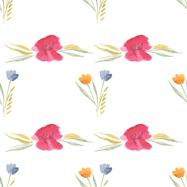 Seamless Watercolor Pattern of Flowers — Διανυσματικό Αρχείο