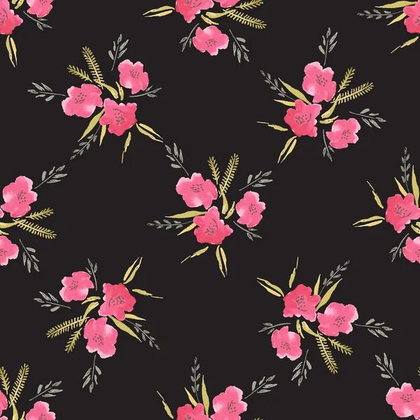Seamless Watercolor Pattern of Flowers — Διανυσματικό Αρχείο