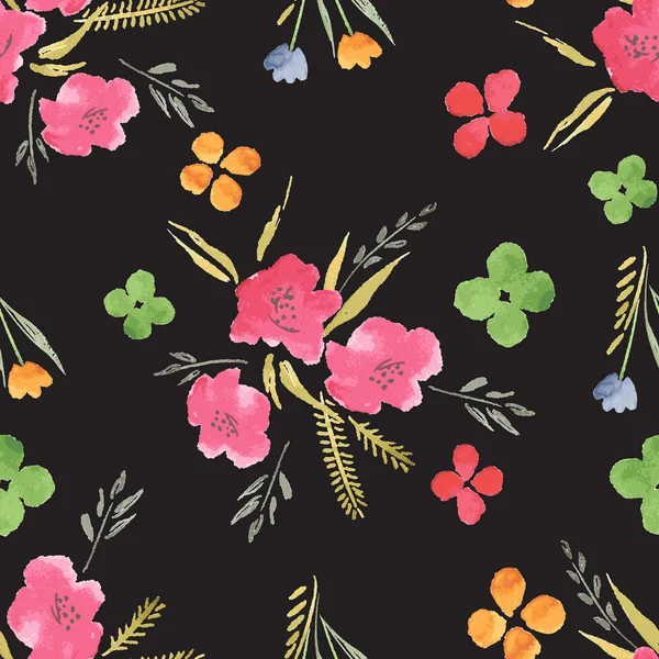 Seamless Watercolor Pattern of Flowers — Διανυσματικό Αρχείο