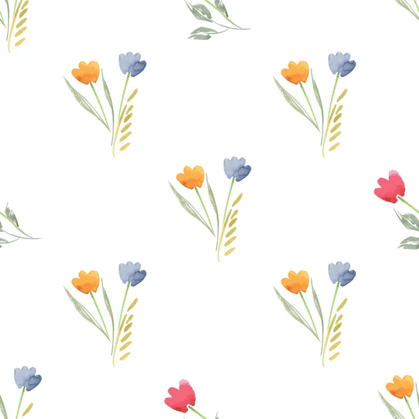 Seamless Watercolor Pattern of Flowers — Stock Vector