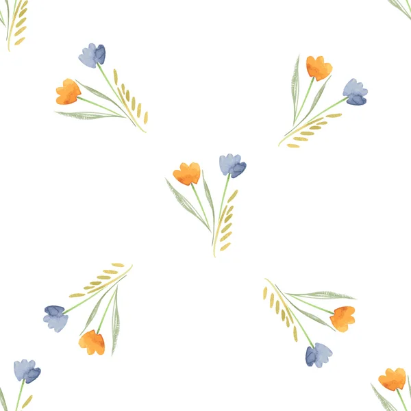 Seamless Watercolor Pattern of Flowers — Stock Vector
