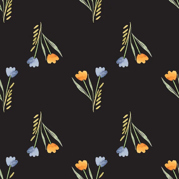 Seamless Watercolor Pattern of Flowers — Wektor stockowy