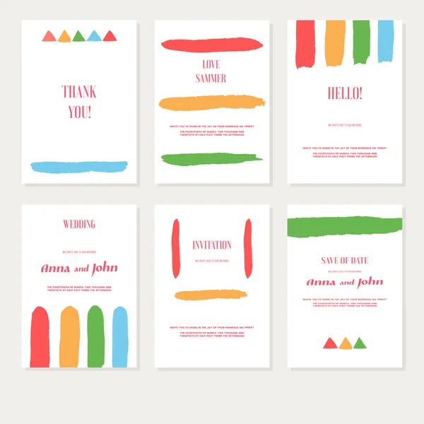 Watercolor abstract invitation cards set — Stockvector