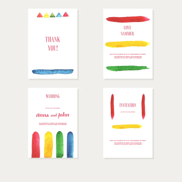 Conjunto de tarjetas de invitación abstracta acuarela — Archivo Imágenes Vectoriales