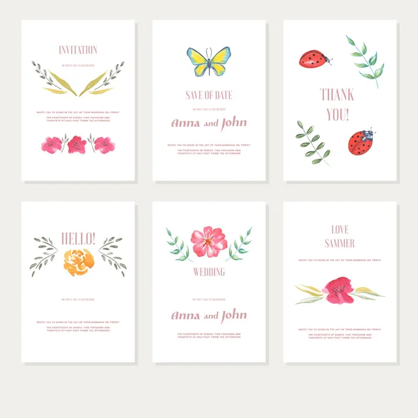 Cartões florais para convites — Vetor de Stock