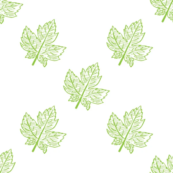 Folhas mão desenhado padrão sem costura — Vetor de Stock