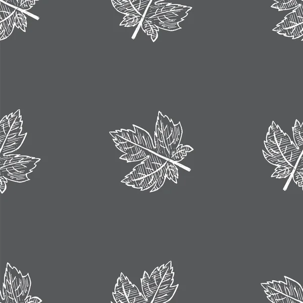 Leaves Hand Drawn Seamless Pattern — Stock Vector