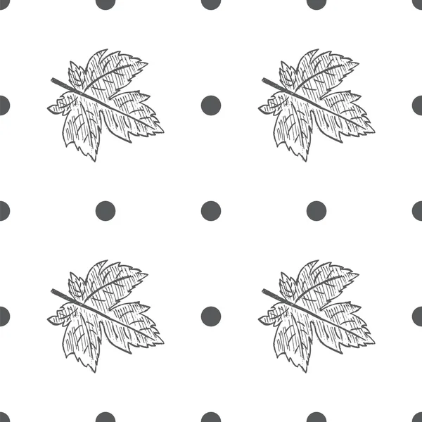 Leaves Hand Drawn Seamless Pattern — Stock Vector