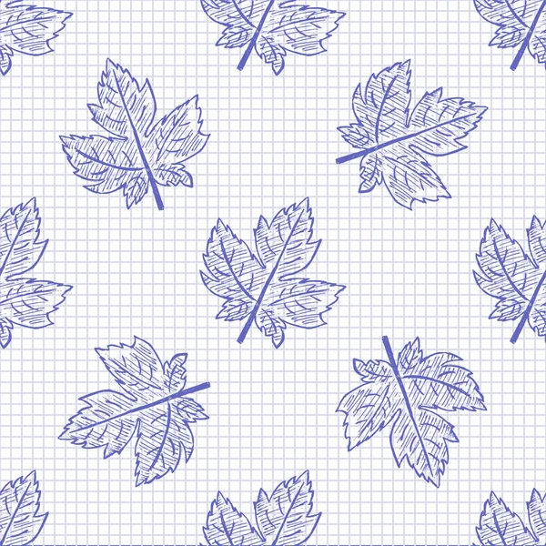 Leaves Hand Drawn Seamless Pattern — Wektor stockowy