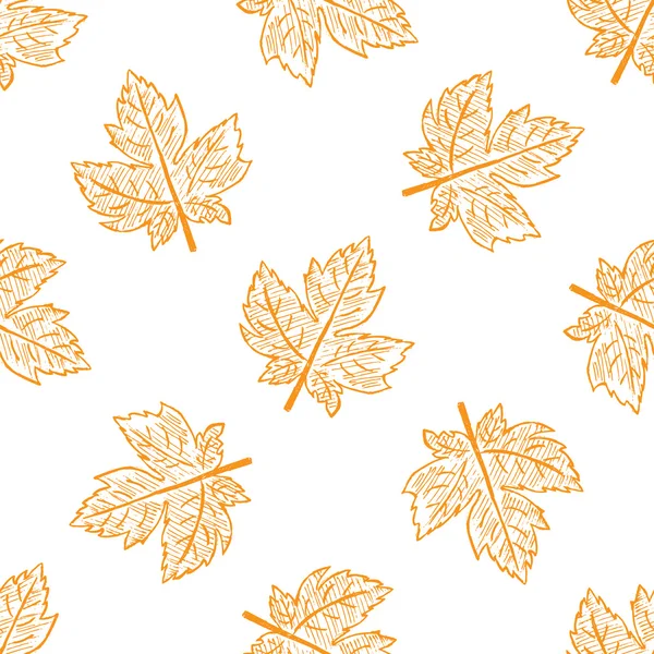 Leaves Hand Drawn Seamless Pattern — Stock Vector