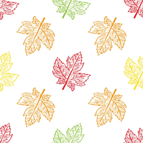 Leaves Hand Drawn Seamless Pattern — Stock Vector