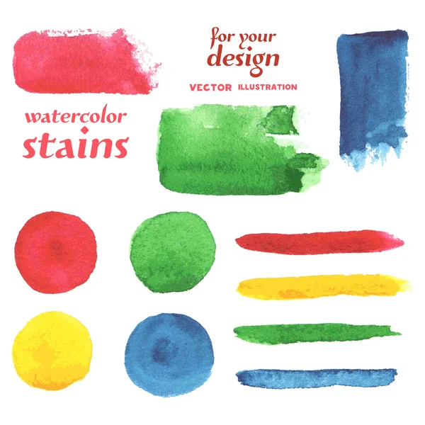 Colored Watercolor Elements set — Stockvector