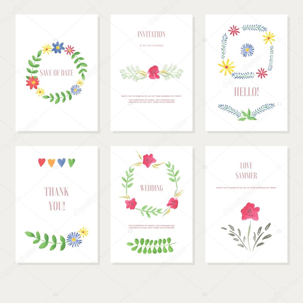 Floral cards for invitations set