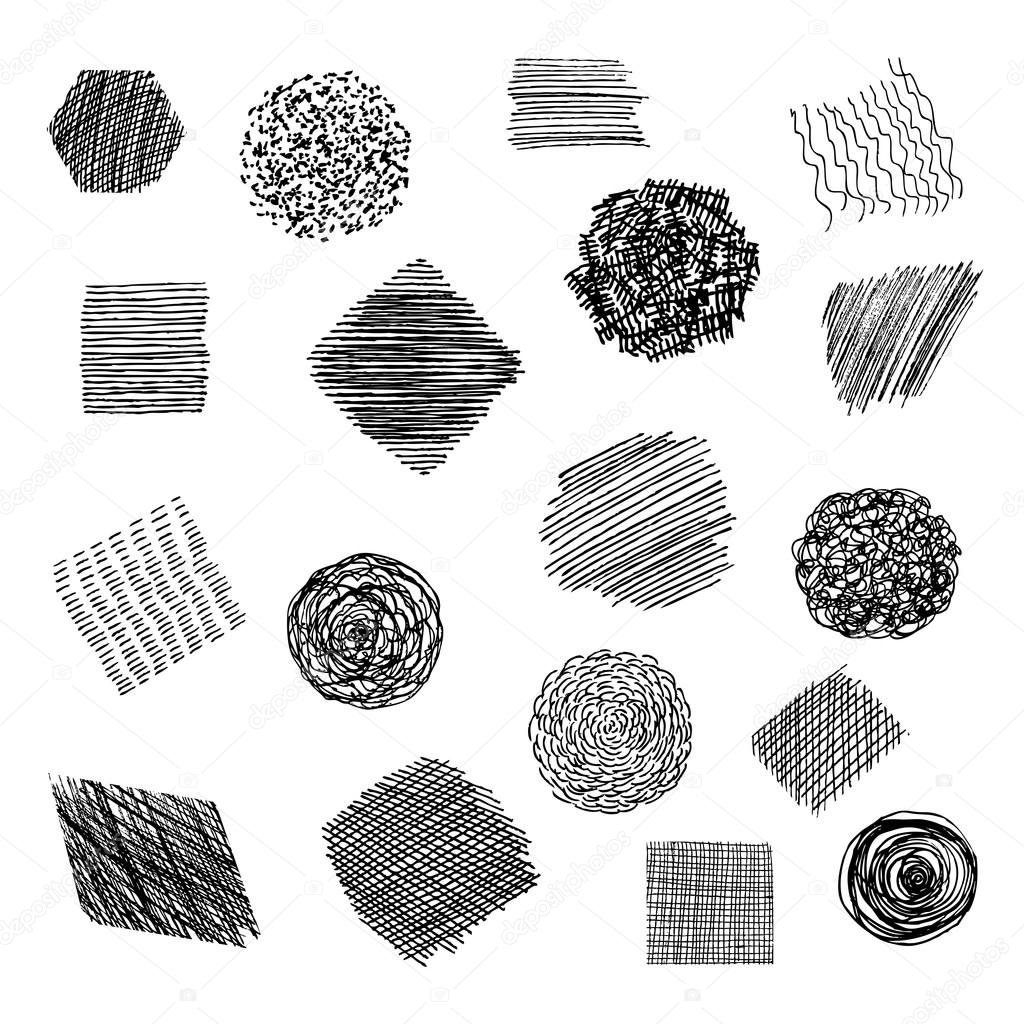 Set of Abstract  Pen Strokes Textures