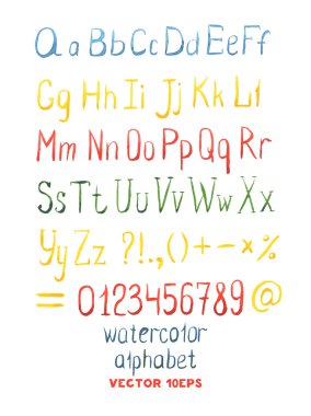 Watercolor Alphabet, Font Set