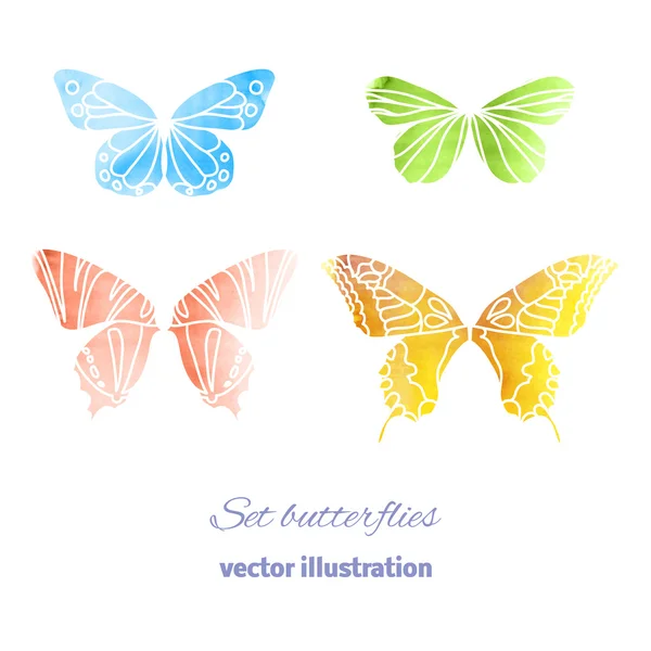 Suluboya kelebek koleksiyonu — Stok Vektör