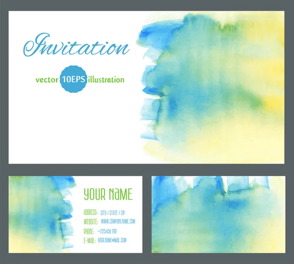 Banners de invitación de acuarela de colores . — Archivo Imágenes Vectoriales