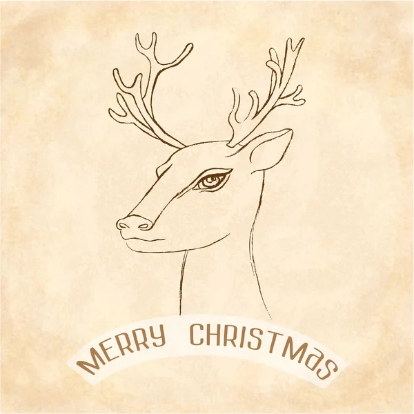 Karácsonyi kártya vázlat rénszarvas — Stock Vector