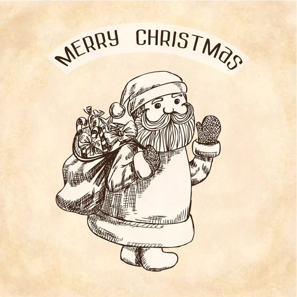 Χριστουγεννιάτικη κάρτα με γελοιογραφία του Αϊ-Βασίλη — Διανυσματικό Αρχείο