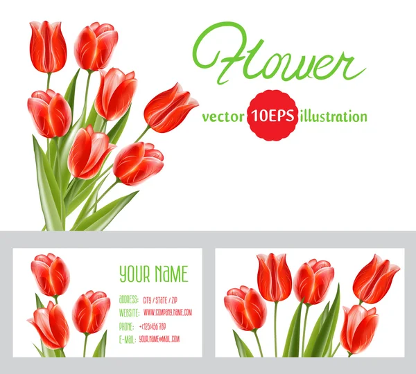 Maler med røde tulipanblomster – stockvektor
