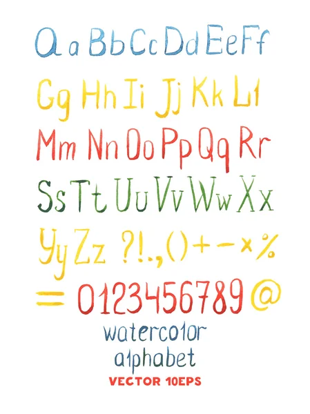 Watercolor Alphabet, Font Set — Stockový vektor