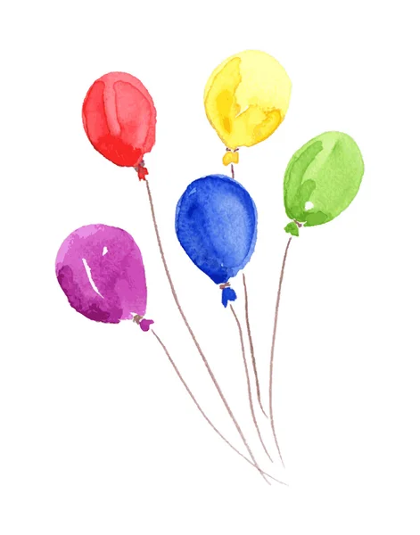 Aquarela Balões coloridos —  Vetores de Stock