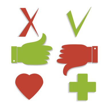 onay işareti, gibi kalp Icons set