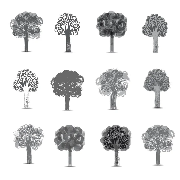 T Monochrome Trees of Landscape icons — Stock Vector