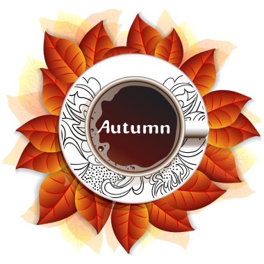 coffee and autumn leaves composition