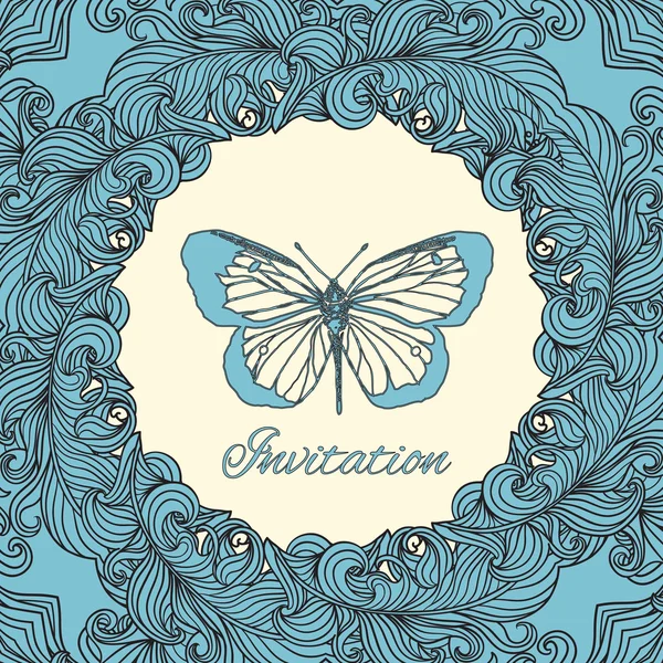 Decoratieve vintage achtergrond met vlinder — Stockvector