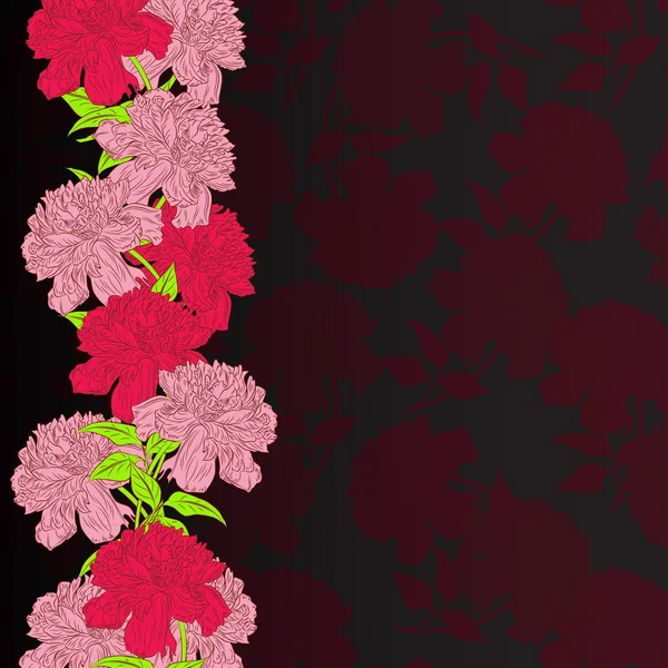 Peonías flores patrón de flores, fondo — Vector de stock