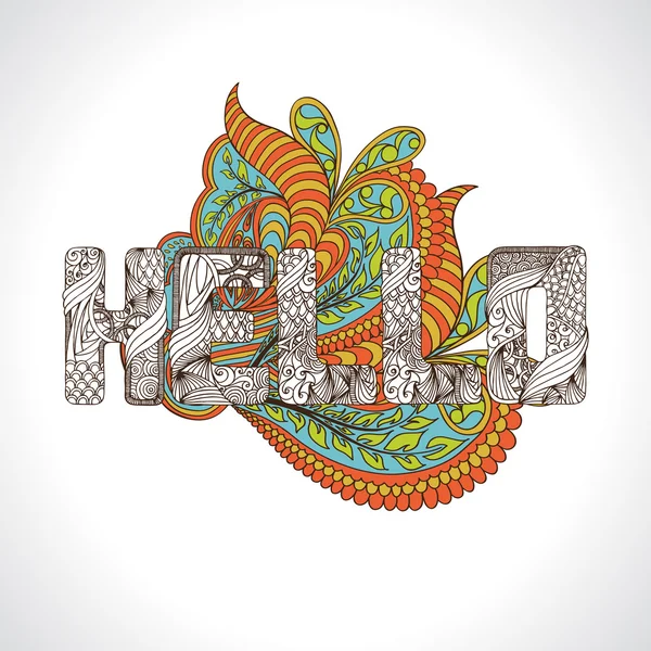 "Hello "Cartas sobre el fondo del ornamento — Vector de stock