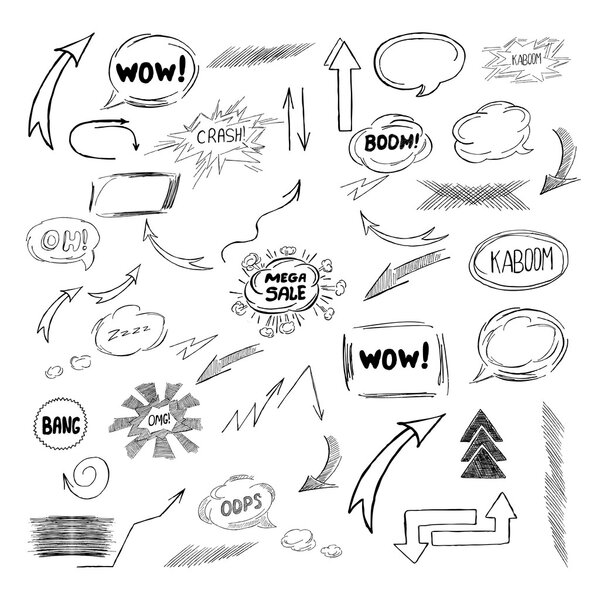 Set of comic Speech Bubbles, Arrows