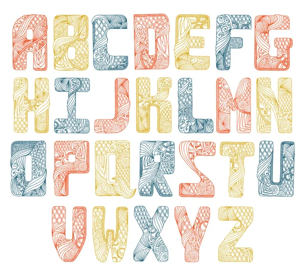 Set van kalligrafische letters met ornament — Stockvector