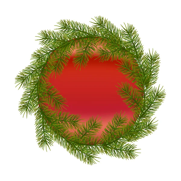 Couronne réaliste de branches de sapin avec des arcs rouges — Image vectorielle