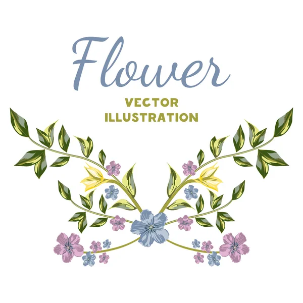 Wildflowers van de blauwe, paarse en gele bloemen set. — Stockvector