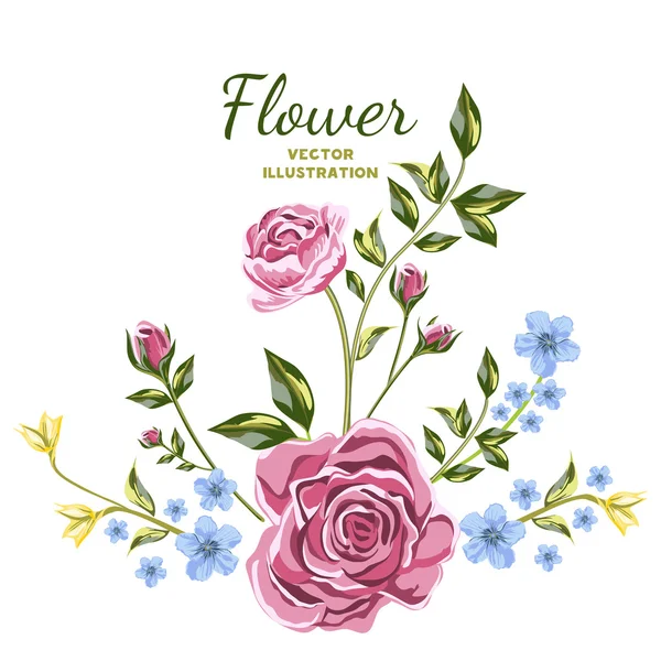 Flores silvestres azules y amarillas — Vector de stock