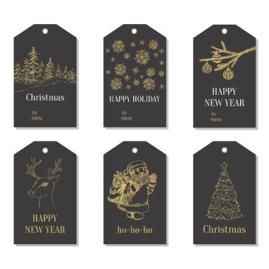Collection Merry Christmas and New Year card templates