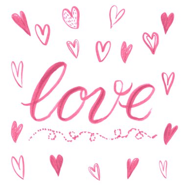 'Love' hat kalpler zemin üzerine