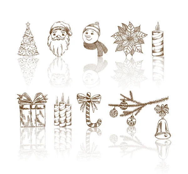 Collection Symbole dessiné à la main Noël et Nouvel An — Image vectorielle