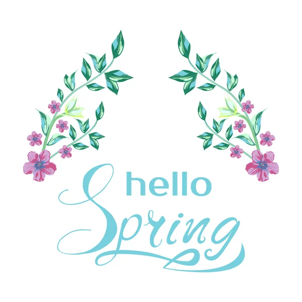 Hello Spring. Flower Bouquets — Stock Vector