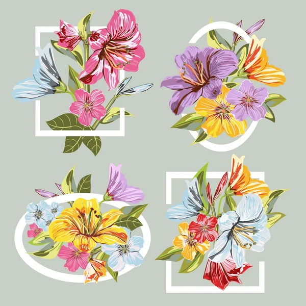 Collection frame of Flowers Bouquet — Wektor stockowy